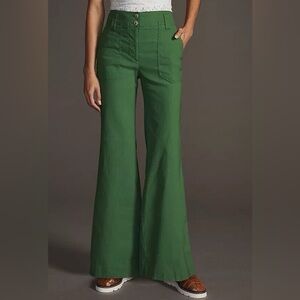 NWT Maeve The Naomi Flare Pants Anthropologie Linen Blend 4